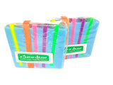 Two bars of soap with colorful ribbons and a visible brand label on a white background.