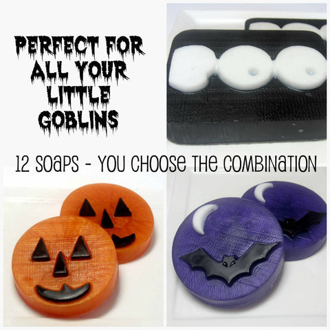 Bat, Ghost and Pumpkin-12 Soaps - Bulk - Made to Order - You choose the combination